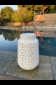  SMALL GEOMETRIC PATTERN PRE-LIT CERAMIC LANTERN[571264]